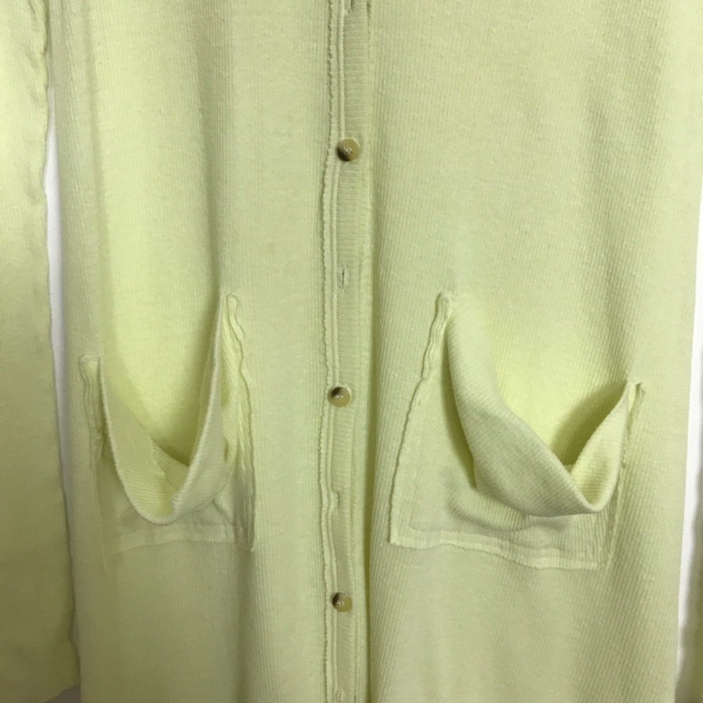 Free People Beach hi lo yellow cardigan pockets M - Picture 4 of 8